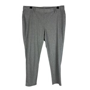 Faded Glory Gray White Pinstriped Stretch Skinny Capri Ankle Pants Women's Large